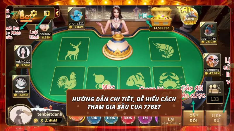Hướng dẫn chi tiết, dễ hiểu cách tham gia Bầu Cua 77bet